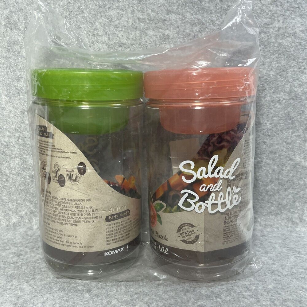 Komax Salad Bottle Set of 2 Leak Proof Salad Sauce Dressing Container BPA‎ Free